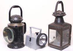 Handlamps, quantity 3 comprising: BR(W) brass collared 3 aspect complete with all glasses, reservoir