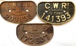 ‘D’ Type Wagon Plates, qty 3 comprising: LNER 22 ½ Tons 1937 Darlington number 203838; GWR