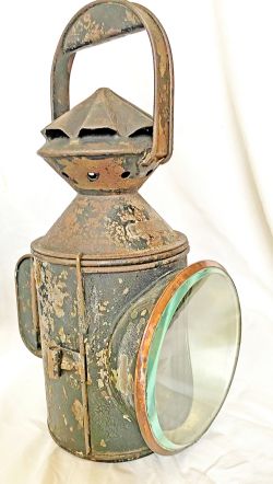 NER 3 aspect Handlamp complete with reservoir and LNE burner, brass NER oval plate affixed to