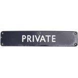 BR(E) enamel doorplate PRIVATE. In very good condition with one small edge chip, measures 18in x 3.
