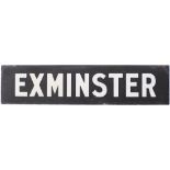 Great Western Railway enamel station Lamp Tablet EXMINSTER from the station between Exeter and