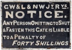 Great Western and London North Western Railway Joint cast iron sign. GW &L&NW Jt Rys ANY PERSON