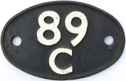 Shedplate 89C Machynlleth 1948 to September 1963. This ex Cambrian Railways shed was home to 50