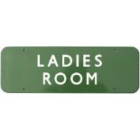 BR(S) FF enamel doorplate LADIES ROOM. In very good condition with a few minor edge chips,