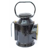 Midland Railway large pattern 3 Aspect Handlamp stamped on the side MRCo and brass plated MIDLAND