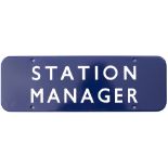 BR(E) FF enamel doorplate STATION MANAGER measuring 18in x 6in. In excellent condition. Not common.