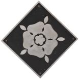 British Railways cast aluminium depot plaque for Tinsley depicting the Yorkshire Rose. Square cast