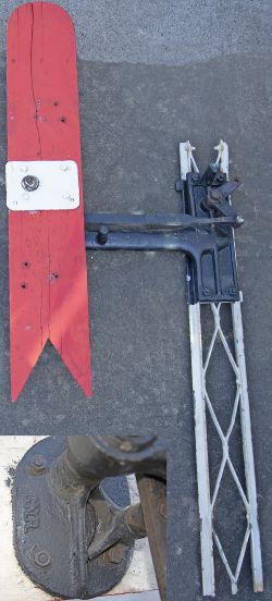 Great Northern Railway Somersault Distant Signal Arm complete with original wooden arm, post