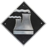 British Railways cast aluminium depot plaque for Toton depicting the Cooling towers, this is the