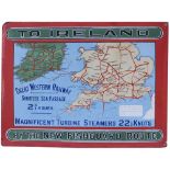 GWR Pictorial Enamel Map TO IRELAND BY THE NEW FISHGUARD ROUTE GREAT WESTERN RAILWAY SHORTEST SEA