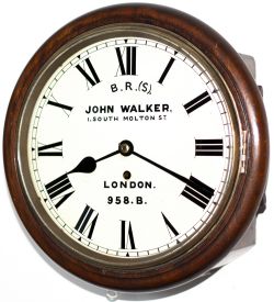 LB&SCR 10 inch Mahogany cased fusee dial clock with a cast brass bezel, supplied to the London