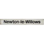 British Railways FF enamel lamp tablet NEWTON LE WILLOWS from the former London & North Western