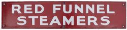 Enamel poster board heading RED FUNNEL STEAMERS. In very good condition with minor edge chipping,