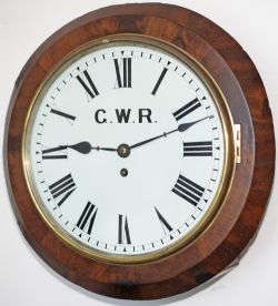 Taff Vale Railway 12 inch mahogany cased drop dial trunk clock. The dial is lettered G.W.R. in the