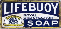 Advertising enamel LIFEBUOY SOAP ROYAL DISINFECTANT LEVER BROS LTD SOAPMAKERS TO H.M. THE QUEEN.