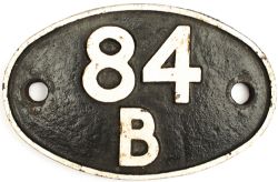 Shedplate 84B Oxley 1949-September 1963. This ex GWR shed had an allocation of around 60 locos in