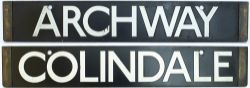London underground stock enamel destination board, ARCHWAY - COLINDALE. In very good condition