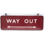 BR(M) FF enamel railway station sign WAY OUT with right facing arrow. In very good condition with