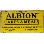 Advertising enamel sign ALBION CAKES & MEALS SIMMONDS HUNT & MONTGOMEREY LTD LIVERPOOL FIRM