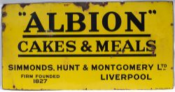 Advertising enamel sign ALBION CAKES & MEALS SIMMONDS HUNT & MONTGOMEREY LTD LIVERPOOL FIRM