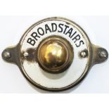 Southern Railway brass signal box Bell Plunger with enamel ring BROADSTAIRS. In excellent condition.