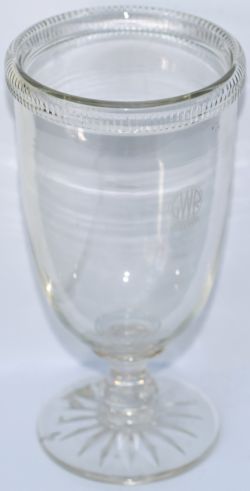 Great Western Railway glass Celery vase, Acid etched GWR HOTELS marked on the front in roundel.