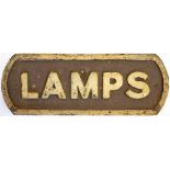 London & South Western Railway doorplate LAMPS. Cast iron in original condition with chocolate and