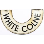 LNER enamel horseshoe Lamp Tablet WHITE COLNE from the former Colne Valley and Halstead Railway