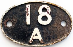 Shedplate 18A Toton 1935-September 1963. This ex MR shed housed over 150 locos during the 1950s;