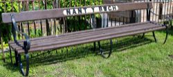London & North Western railway platform bench Wrought iron with wood and original seat back name
