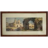 Carriage print BYLAND ABBEY, YORKSHIRE by E.W. Haslehurst. from the LNER pre war series. In an