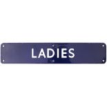 BR(E) enamel doorplate LADIES. In excellent condition with minor edge chipping, measures 18in x 3.