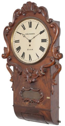 Great North of Scotland Railway 12 inch mahogany cased drop dial trunk railway clock. The chain