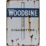 Advertising enamel sign WOODBINE CIGARETTES WILD WOODBINE W.D & H.O.WILLS. In good condition with