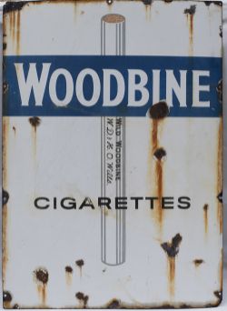 Advertising enamel sign WOODBINE CIGARETTES WILD WOODBINE W.D & H.O.WILLS. In good condition with