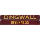 LMS carriage board INVERNESS - DINGWALL. Double sided wood with metal ends in very good condition,