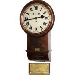 Great Western & Great Central Joint Railway 12 inch mahogany cased drop dial trunk fusee railway