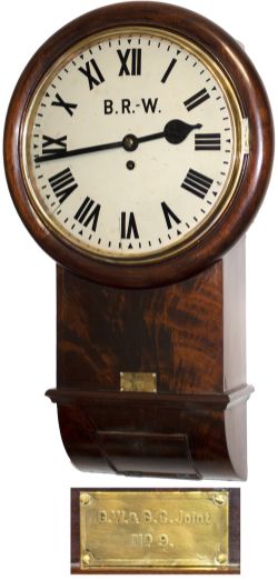 Great Western & Great Central Joint Railway 12 inch mahogany cased drop dial trunk fusee railway