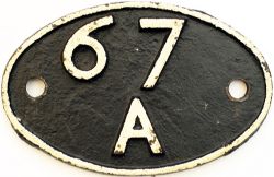Shedplate 67A Corkerhill 1949-May 1967. This ex GSWR shed had a substantial allocation of around
