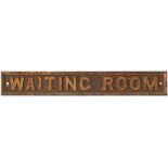Great Western Railway pre grouping cast iron doorplate WAITING ROOM. In original condition