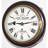 London & South Western Railway 8 inch mahogany cased fusee railway clock with a spun brass bezel and