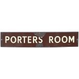 GWR enamel doorplate PORTERS ROOM. In good condition with some face chipping, measures 18in x 3.5in.