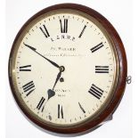 London and North Western Railway 12 inch dial mahogany cased fusee railway clock supplied to the