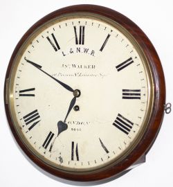 London and North Western Railway 12 inch dial mahogany cased fusee railway clock supplied to the
