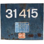 Flamecut number panel 31415 ex British Railways diesel locomotive built by Brush as works number 325