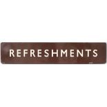 BR(W) FF enamel sign REFRESHMENTS. In very good condition with minor face and edge chipping measures