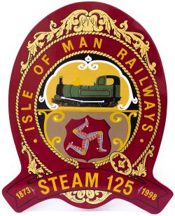 Isle Of Man Railway 125th Anniversary locomotive Headboard ISLE OF MAN RAILWAYS STEAM 125 1873-1998.