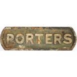 London & South Western Railway doorplate PORTERS. Cast iron in original condition, measures 13in x