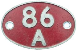 Shedplate 86A Cardiff Canton 1963-1973. This aluminium code was used by diesel hydraulic and