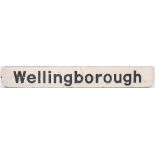 British Railways wooden lamp tablet WELLINGBOROUGH from the former London & North Western Railway